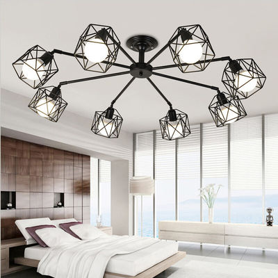 American Iron chandelier Cage Kitchen Bedroom Living Room Home decor black chandelier lighting(WH-VP-64)