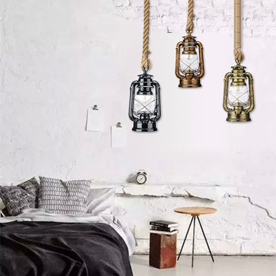 Vintage industrial Kerosene pendant lights Bulb E27 Hemp for Living room decor loft rope pendant light(WH-VP-68)