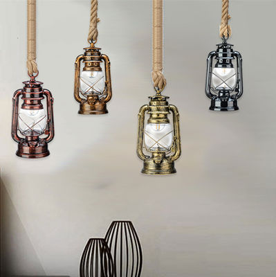 Vintage industrial Kerosene pendant lights Bulb E27 Hemp for Living room decor loft rope pendant light(WH-VP-68)