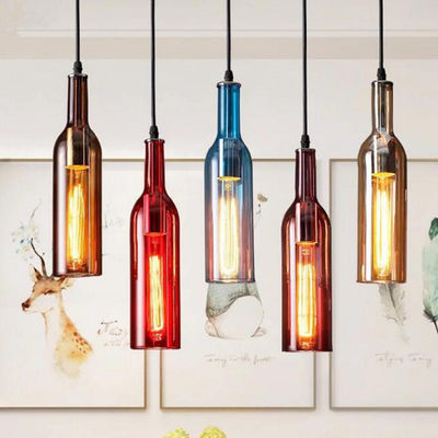 American color wine bottle Pendant Lights art creative restaurant cafe Pendant Lights industrial lighting(WH-VP-93)