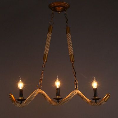 Loft Rope Chandelier Dining room Wave Industrial Edison Lamp black flash vintage chandelier (WH-VP-99)