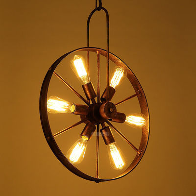 Rusty Iron Retro Iron wheel Pendant Light retro rustic black pendant lights (WH-VP-100)