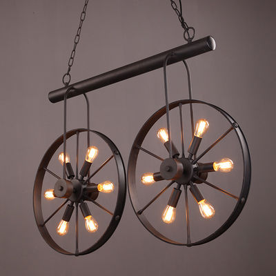 Rusty Iron Retro Iron wheel Pendant Light retro rustic black pendant lights (WH-VP-100)