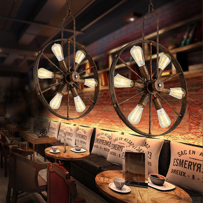 Rusty Iron Retro Iron wheel Pendant Light retro rustic black pendant lights (WH-VP-100)