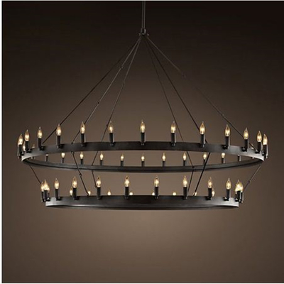 Black 9/12/15/18/27/33 pcs E14 candle chandelier retro iron restaurant kitchen large chandelier(WH-VP-112)