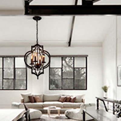 Creative Iron Pendant Lamp E14 American Decor Pendant Lamp Indoor Black Chandelier (WH-VP-114)