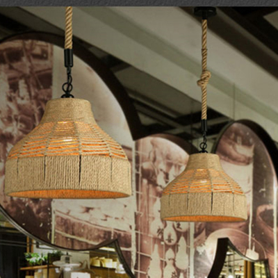 Hemp Rope chandelier retro loft vintage American Bar light cafe dining room long chandelier(WH-VP-116)