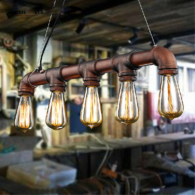 Loft water pipe pendant lamp Industrial Retro Iron Bar Kitchen Dining room Black pendant lights(WH-VP-123)