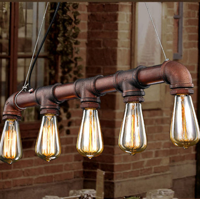 Loft water pipe pendant lamp Industrial Retro Iron Bar Kitchen Dining room Black pendant lights(WH-VP-123)