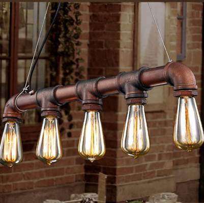 Loft water pipe pendant lamp Industrial Retro Iron Bar Kitchen Dining room Black pendant lights(WH-VP-123)