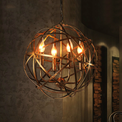 American Retro Industrial pendant light Iron Ball 4*E14 Bulb Loft Creative Home round pendant light(WH-VP-124)