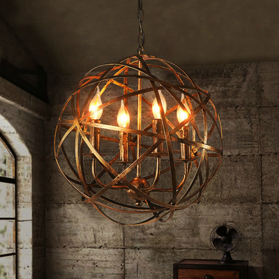 American Retro Industrial pendant light Iron Ball 4*E14 Bulb Loft Creative Home round pendant light(WH-VP-124)