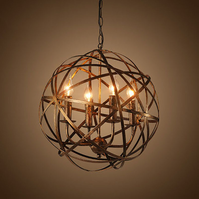 American Retro Industrial pendant light Iron Ball 4*E14 Bulb Loft Creative Home round pendant light(WH-VP-124)