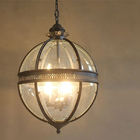 Vintage Loft Globe Pendant Lights Glass Shade Round Lamp Kitchen Bar wrought iron pendent light(WH-VP-129)