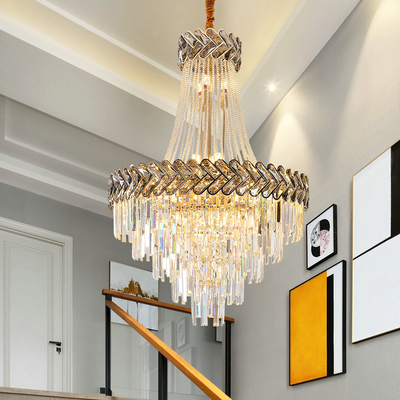 Modern Crystal Chandelier Lighting High Quality Staircase Gold Led Hanging Lamp(WH-CY-158)