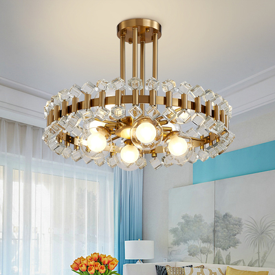 Chandelier lighting for dining room Home Decoration Gold Round Kitchen Fixture Colorful Stone Hanging Lamp(WH-CY-161)