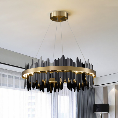 Modern Creative Circle LED Black Chandelier Lobby Hotel Light(WH-CY-164)