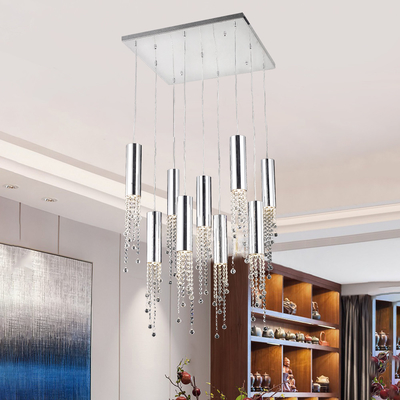 Modern chrome crystal ceiling chandelier for dining room long loft staircase Long Chandelier(WH-CY-177)