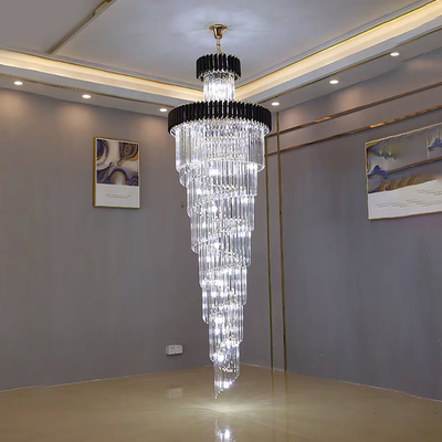 Large Top Long Crystal Led Chandeliers Hotel Hall Living Room staircase chandelier(WH-CY-179)