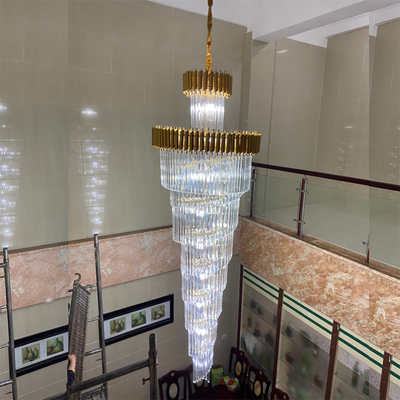 Large Top Long Crystal Led Chandeliers Hotel Hall Living Room staircase chandelier(WH-CY-179)