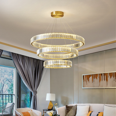 Modern Crystal Led Chandelier for Living Room Bedroom Crystal Ring Circle Chandelier(WH-CY-181)