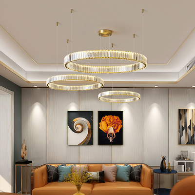 Modern Crystal Led Chandelier for Living Room Bedroom Crystal Ring Circle Chandelier(WH-CY-181)