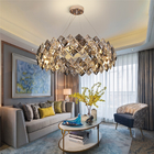 Led chandelier Living room decoration simple dimmer round hanging crystal lamp(WH-CY-184)