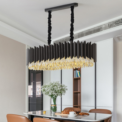 Black Led Chandelier Dining Room Oval Design Creative Kitchen Lamp interior decoration for home(WH-CY-186)