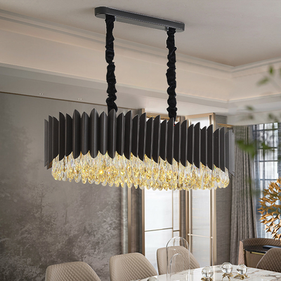 Black Led Chandelier Dining Room Oval Design Creative Kitchen Lamp interior decoration for home(WH-CY-186)