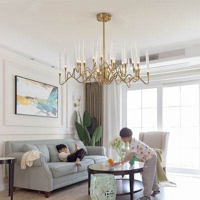 Luxury large gold chandelier Lighting Living Room Led Shop European Candle Chandelier(WH-CY-187)