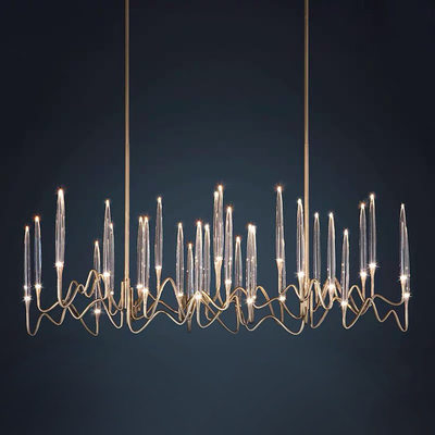 Rectangle Kitchen Chandelier for Living room Dining Room Luxury Crystal Candles ceiling hanging lights(WH-CY-188)