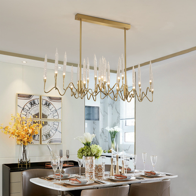 Rectangle Kitchen Chandelier for Living room Dining Room Luxury Crystal Candles ceiling hanging lights(WH-CY-188)