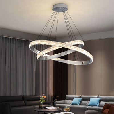 Silver Crystal Chandelier For Living Dining Room Luxury Ring Staircase pendant lighting for dining room(WH-CY-192)