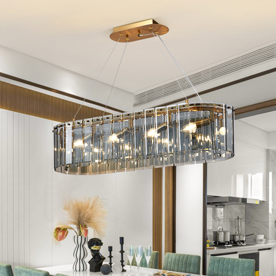 Luxury living room chandeliers blue glass hanging lamp rectangle chandelier kitchen lights hanging(WH-CY-194)