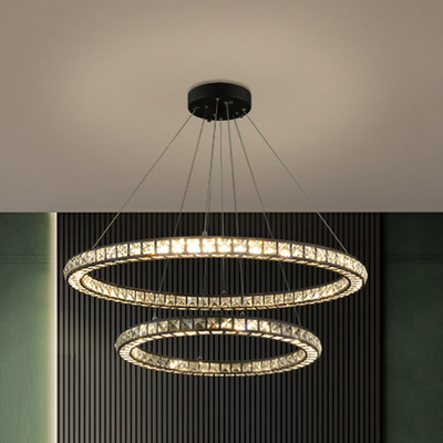 Black Crystal Chandelier For Living Room Long Luxury black chandelier stair(WH-CY-209)