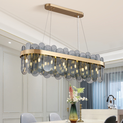 Smoky Gray Glass Chandelier For Living Dining Room Rectangle island chandelier(WH-CY-212)