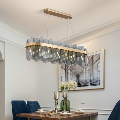 Smoky Gray Glass Chandelier For Living Dining Room Rectangle island chandelier(WH-CY-212)
