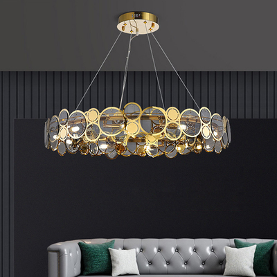 Modern chandelier lighting smoke gray glass round luxury crystal ceiling chandelier lighting(WH-CY-213)