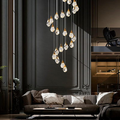 Nordic diamond chandelier Luxury Crystal Light New Design Gold staircase chandelier(WH-CY-215)