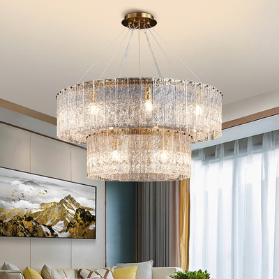 Living room home decor double layer led luxury crystal round chandelier lighting(WH-CY-228)