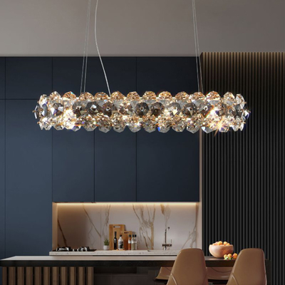 Smoke gray crystal chandelier for living room round hanging lamp decorative lights for room(WH-CY-233)