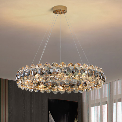 Smoke gray crystal chandelier for living room round hanging lamp decorative lights for room(WH-CY-233)