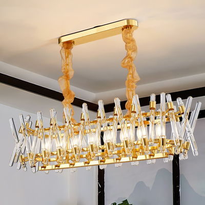 Luxury Kitchen Chandelier Modern Home Decor Hang Lamp Gold Rectangle ceiling light fixture(WH-CY-235)