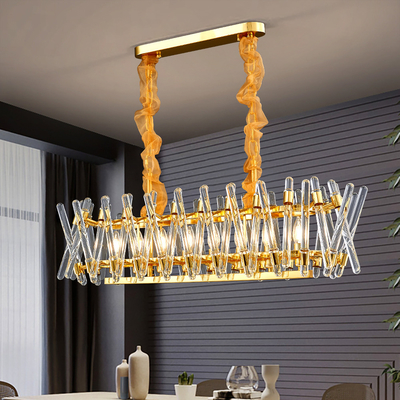 Luxury Kitchen Chandelier Modern Home Decor Hang Lamp Gold Rectangle ceiling light fixture(WH-CY-235)