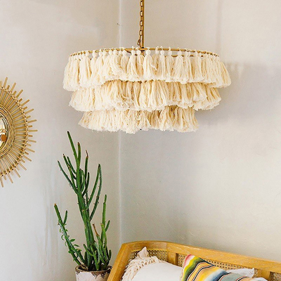 Modern boho chandelier designer decorative Cotton tassel art chandelier(WH-MI-317)