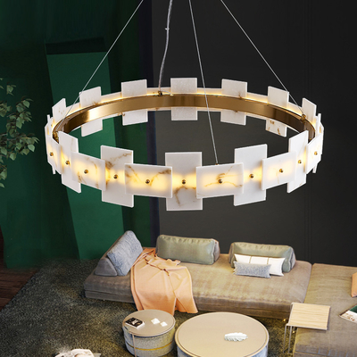 Led Creative Chandelier For Living Room White Ring Marble Chandelier(WH-MI-318)