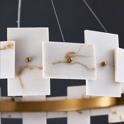 Led Creative Chandelier For Living Room White Ring Marble Chandelier(WH-MI-318)
