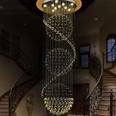 Modern Long LED Spiral Living Crystal Chandeliers Lighting Indoor crystal light chandelier(WH-NC-23)