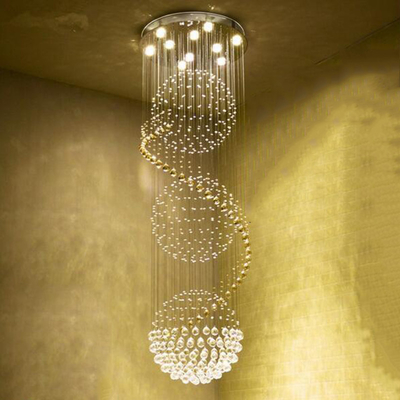 Modern Long LED Spiral Living Crystal Chandeliers Lighting Indoor crystal light chandelier(WH-NC-23)