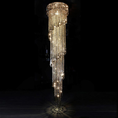 Modern Chandelier For Smoky Gray Crystal Luxury Fixtures Long Interior Stairway Chandelier(WH-NC-33)